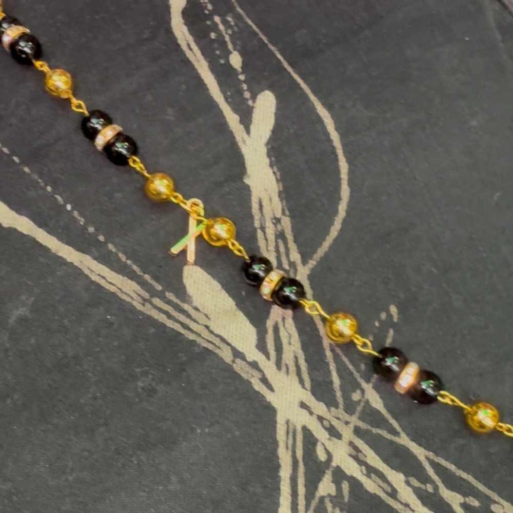 Elegant Gold and Black Beaded belt chain